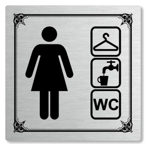 Šatna ženy, wc, 100x100mm, stříbrná, Nebraska
